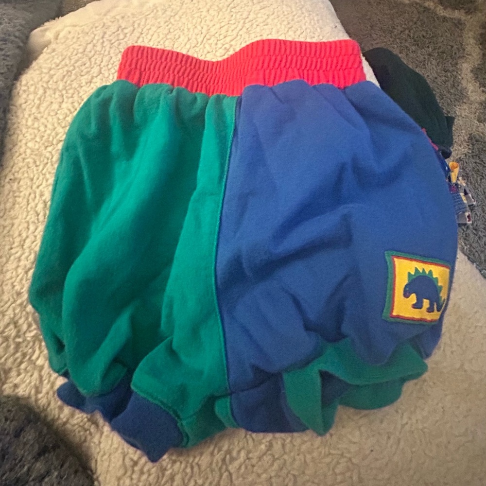 Vintage Gymboree rainbow tag color block newborn shorts